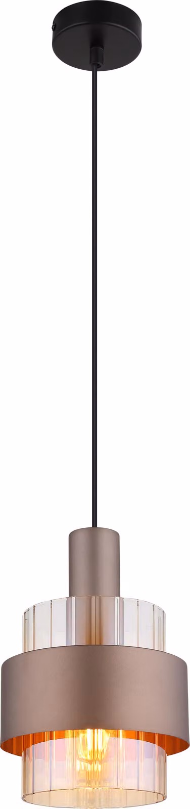 Globo Lighting Milley hanglamp modern brons en transparant glas met verstelbare hoogte