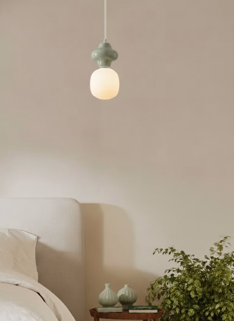 Lyora Hanglamp Clio S groen lichtgroen keramiek en opaalglas Ø 18 cm
