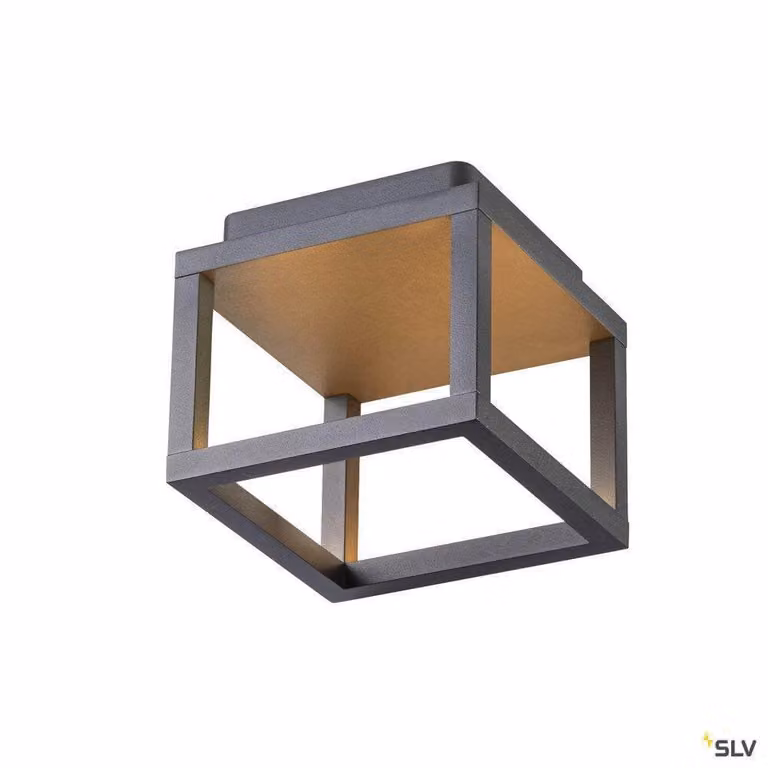 SLV Quadrulo LED wand- en plafondlamp, zwart, IP55, 7,5 W, 230 lm, 3000K warm wit