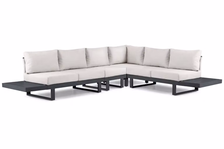 Lifestyle Garden Furniture Lorenzo 6-delige hoek loungeset met aluminium frame en kussens in antraciet, zand en beige