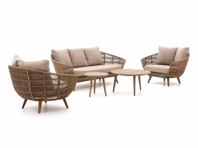 Intenso Furniture Loungeset voor 5 personen, Beige, L-vormig met Teak en Rattan