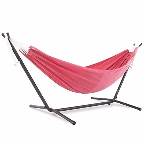 Vivere Double Polyester Hangmat met standaard - Hot Pink - 250 cm